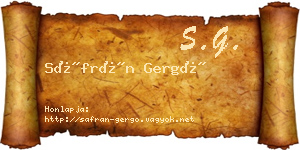Sáfrán Gergő névjegykártya